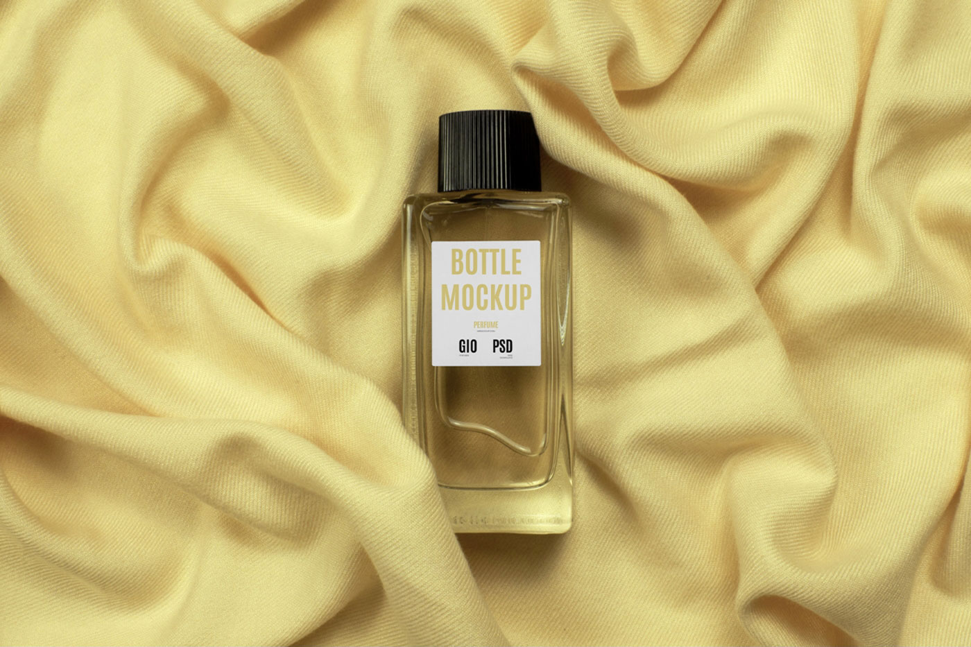 Top View of Glass Bottle Perfume Mockup on Fabric FREE PSD