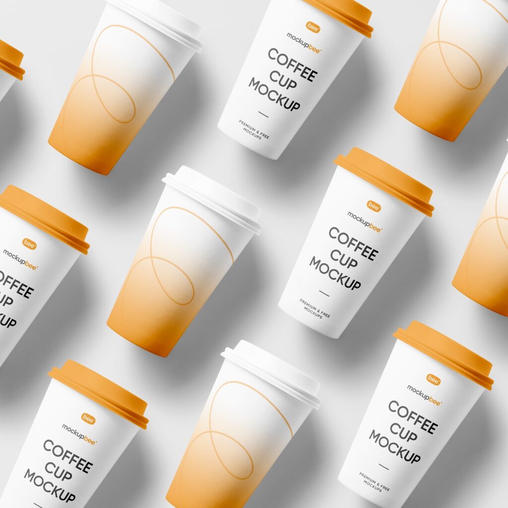 Top View of Grid Big Paper Cup Mockups