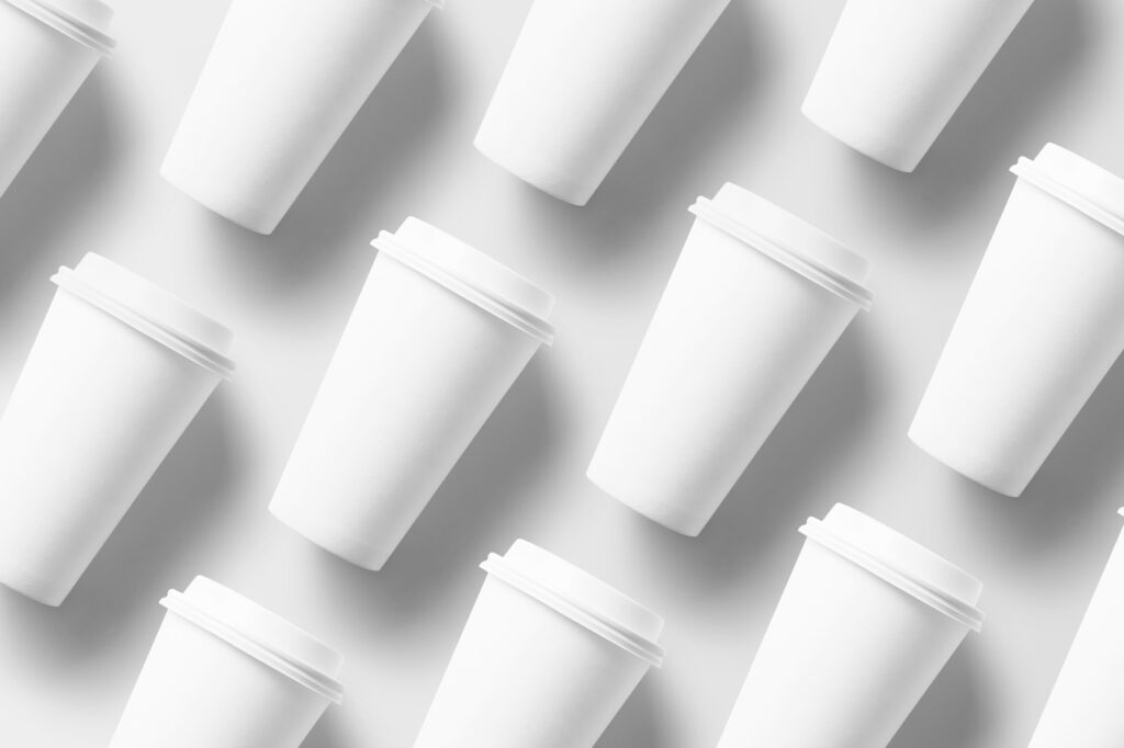 Top View of Grid Big Paper Cup Mockups