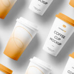 Top View of Grid Big Paper Cup Mockups