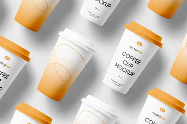 Top View of Grid Big Paper Cup Mockups