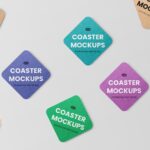 Top View of Grid Coaster Mockups