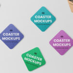 Top View of Grid Coaster Mockups