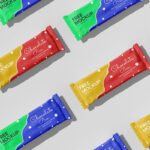 Top View of Grid Isometric Chocolate Bar Mockup
