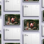Top View of Grid Postcard Mockup