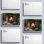 Top View of Grid Postcard Mockup