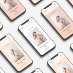 Top View of Grid Website Branding Device Phone Mockup