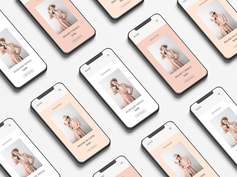 Top View of Grid Website Branding Device Phone Mockup