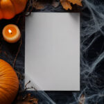 Top View of Halloween A4 Card Mockup
