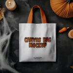 Top View of Halloween Canvas Bag Mockup