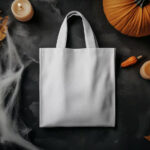 Top View of Halloween Canvas Bag Mockup