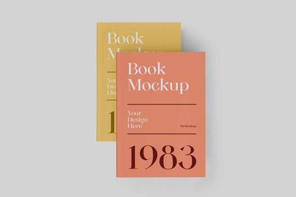 Top View of Hardcovers Book Mockup