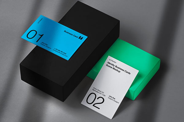 Top View of Identity Brand Business Card Mockup