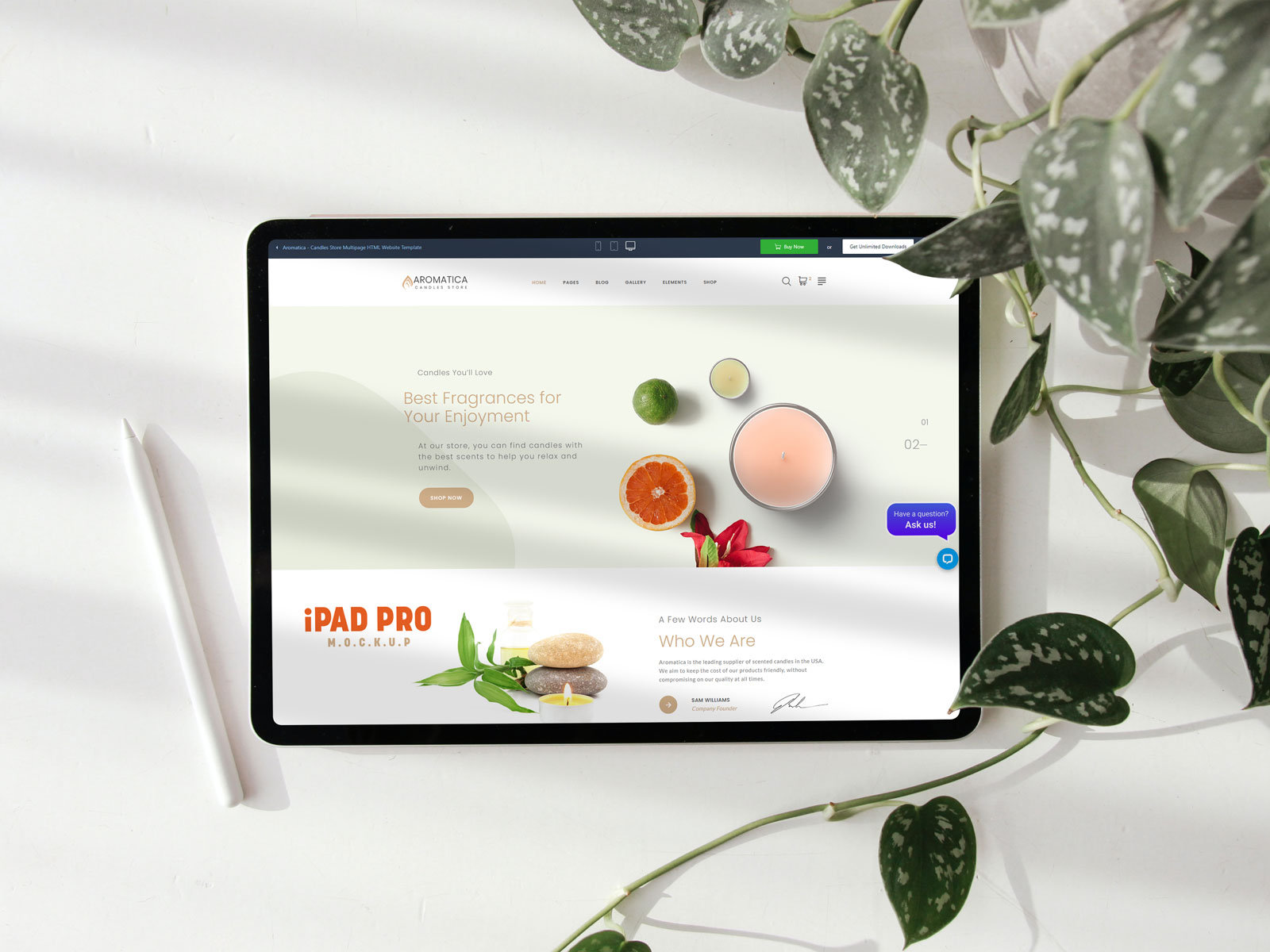 Top View of iPad Pro Mockup with Flower Border FREE PSD