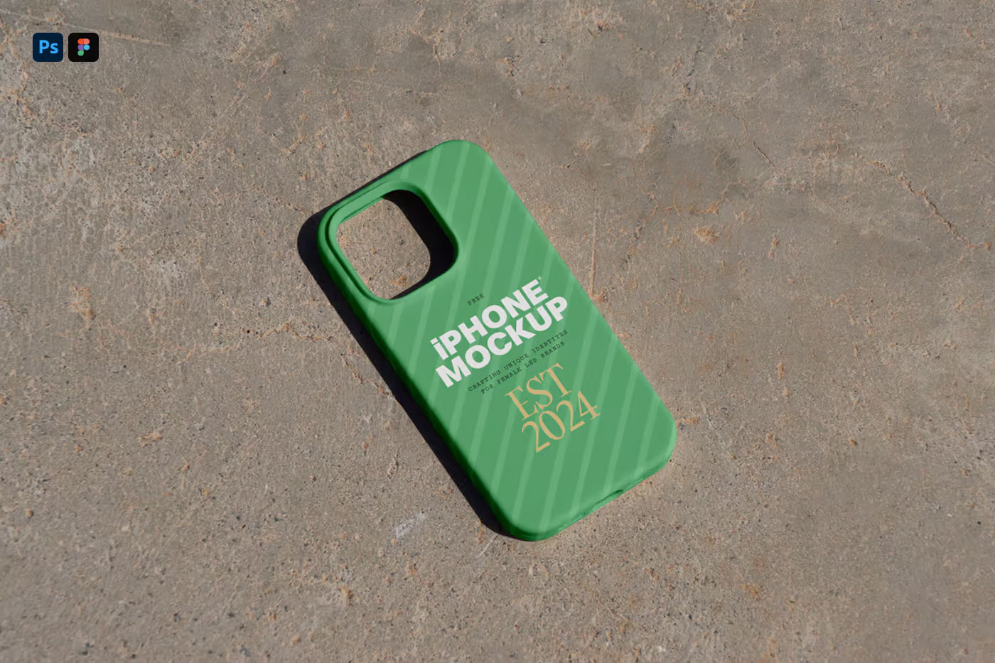Free Top View of iPhone Case Mockup on Path PSD Template