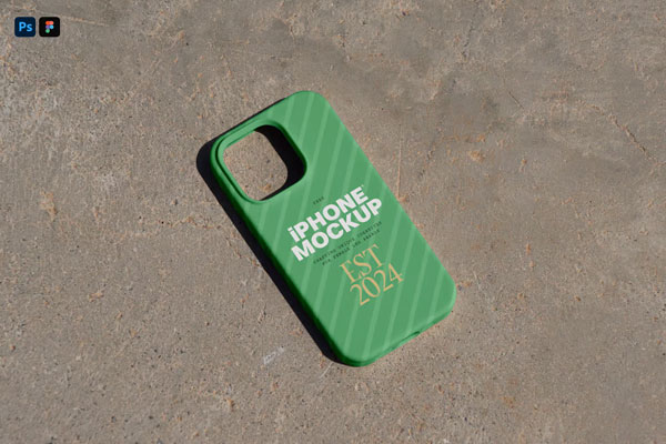 Top View of iPhone Case Mockup on Path