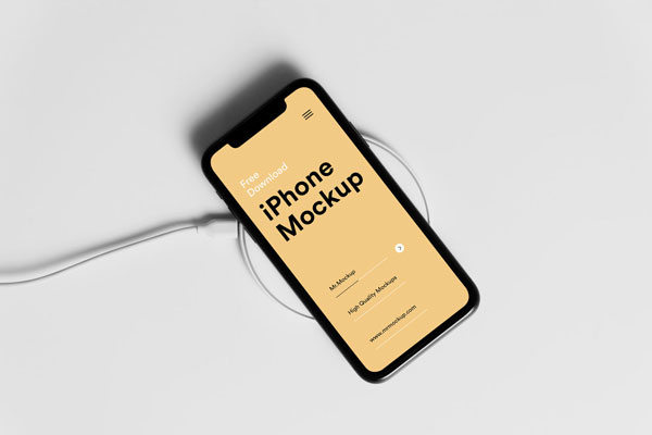 Top View of iPhone Mockup on Charger