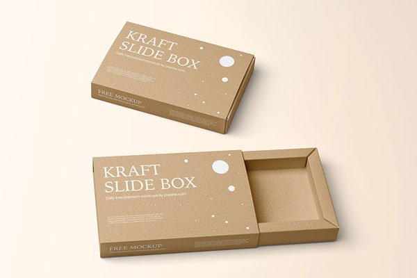 Top View of Kraft Paper Slide Box Mockup