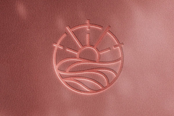 Top View of Leather Debossed Logo Mockup