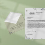 Top View of Life-like Letterhead and Envelope Mockup