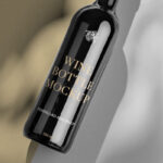 Top View of Lying Wine Bottle Mockup