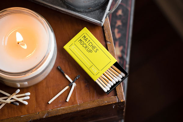 Top View of Matches Box Mockup