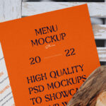 Top View of Menu Cards Mockup with Croissant