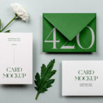 Top View of Mini Stationery Set Mockup with Flower
