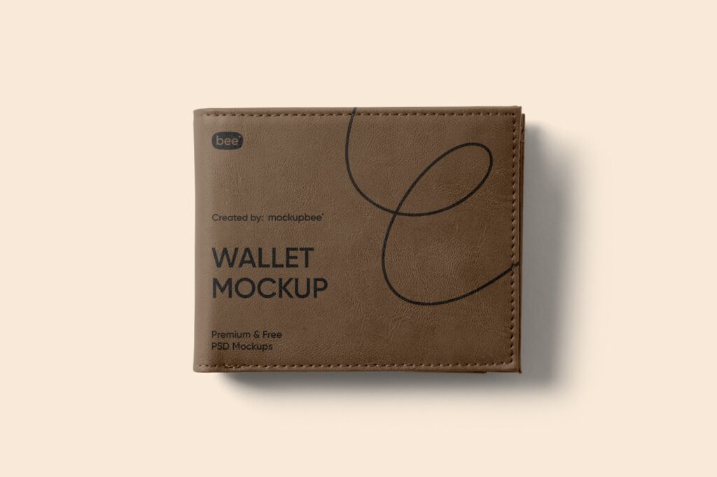 Top View of Minimal Leather Wallet Mockup