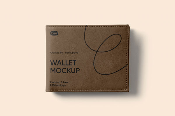 Top View of Minimal Leather Wallet Mockup