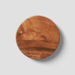 Top View of Minimal Round Wooden Desk Mockup