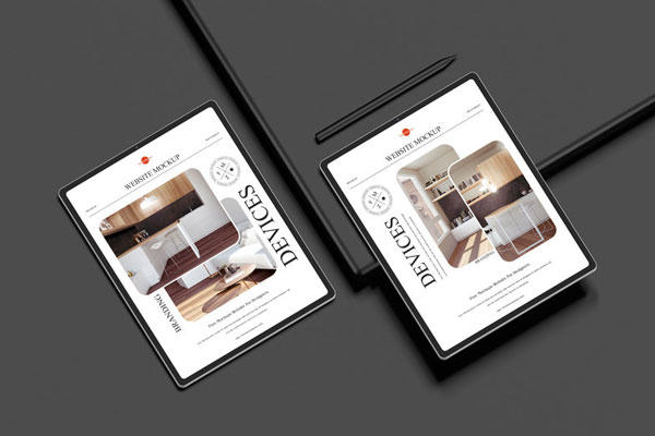 Top View of Modern Branding Devices Website Mockup