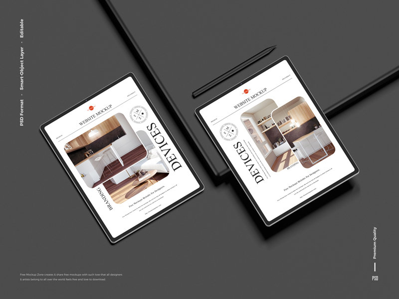 Top View of Modern Branding Devices Website Mockup