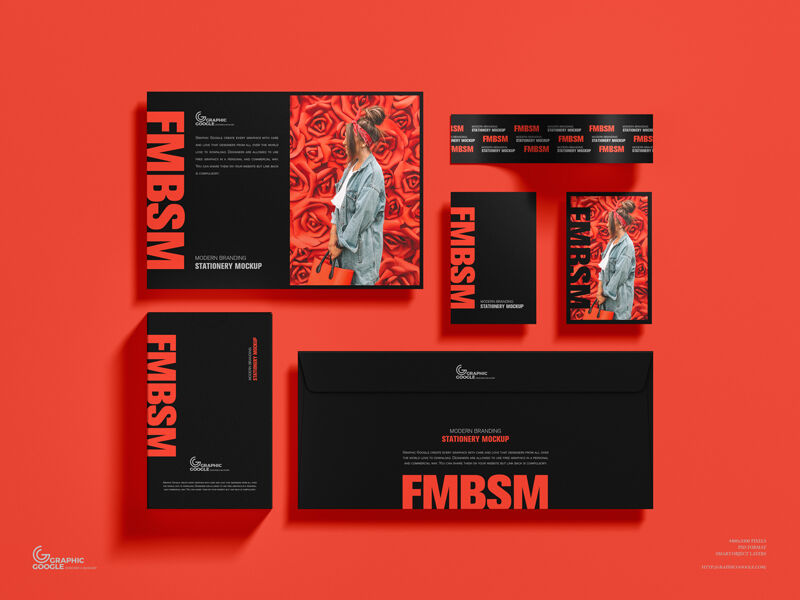 Top View of Modern Branding Stationery Mockup Set FREE PSD