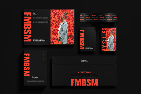 Top View of Modern Branding Stationery Mockup Set