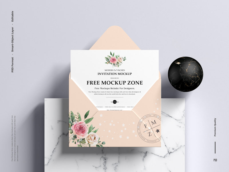 Top View of Modern Invitation Mockup