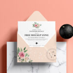 Top View of Modern Invitation Mockup