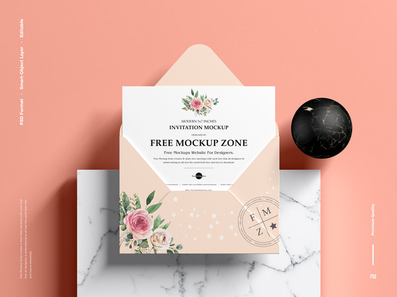 Top View of Modern Invitation Mockup