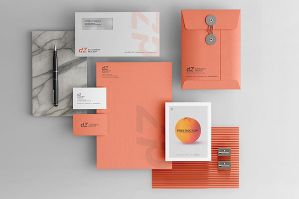 Top View of Modern Stationery Mockup