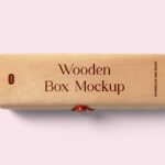 Top View of Oblong Wooden Box Mockup