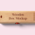 Top View of Oblong Wooden Box Mockup