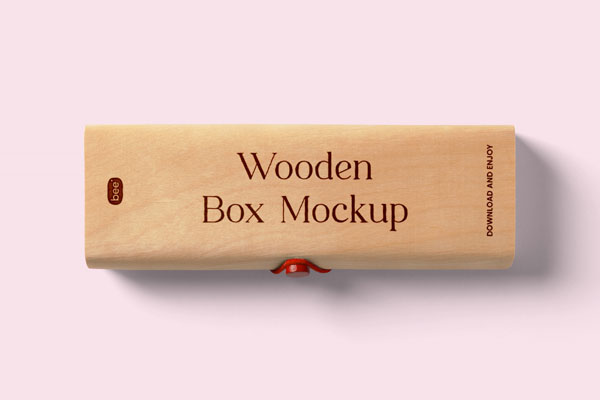 Top View of Oblong Wooden Box Mockup