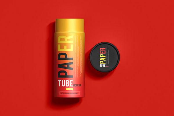 Top View of Open Branding Paper Tube Mockup
