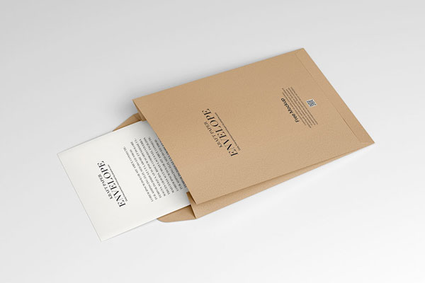 Top View of Open Kraft Paper Envelope Mockup