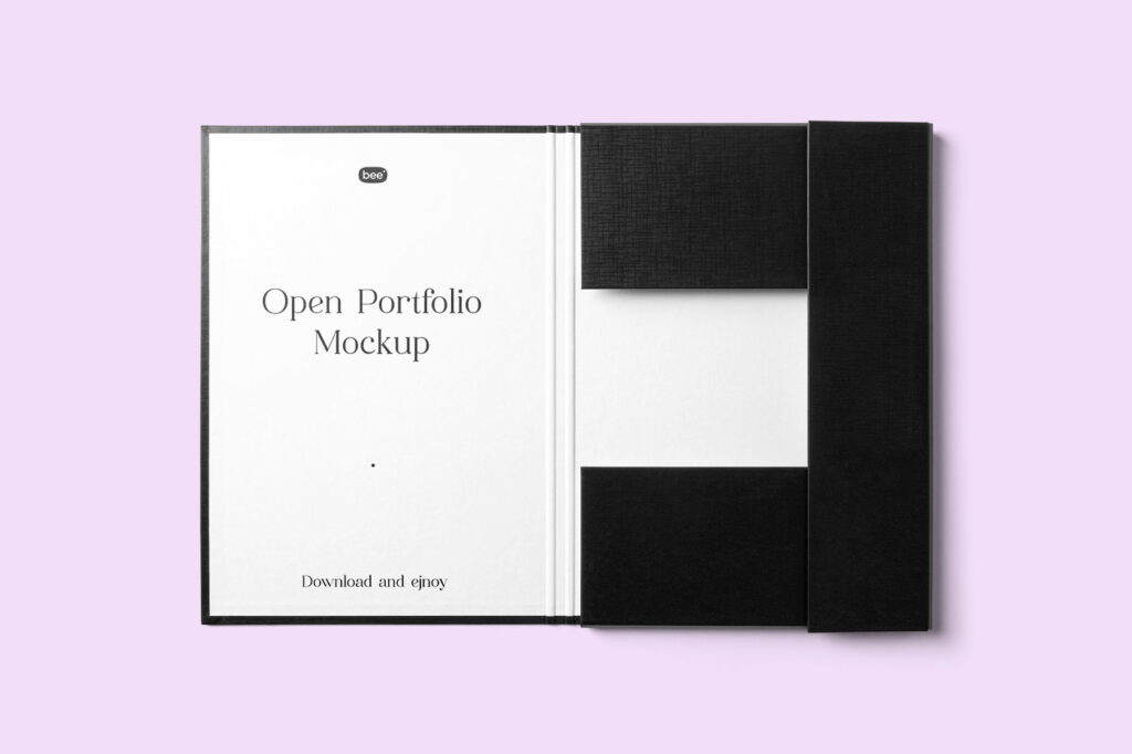 Top View of Open Portfolio Mockup