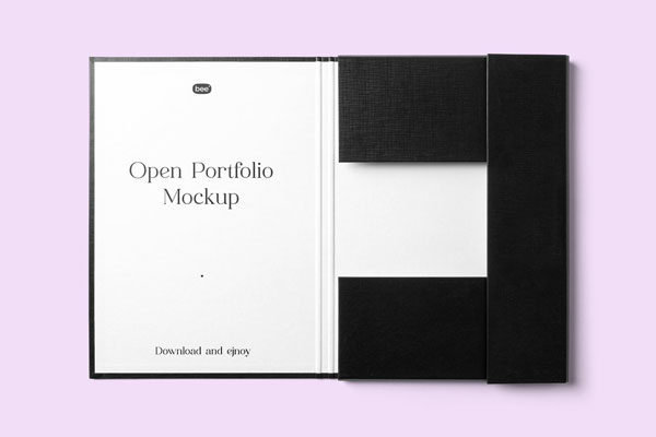 Top View of Open Portfolio Mockup