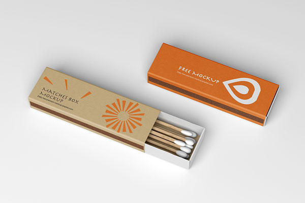 Top View of Open Vertical Matches Box Mockup