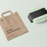 Top View of Packaging Box and Paper Bag Mockup