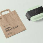 Top View of Packaging Box and Paper Bag Mockup