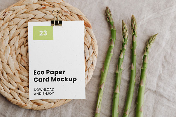 Top View of Paper Card Mockup with Clip